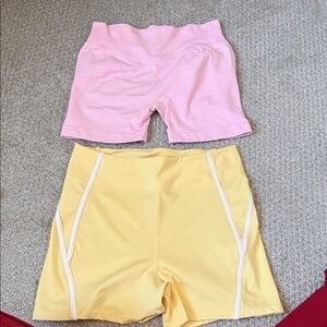 Pink and Yellow Women's Shorts Set